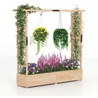 COSTWAY Blumenkasten (1 St), Hochbeet mit Rankgitter, für Kletterpflanzen, 196 x 44 x 182 cm