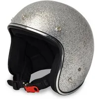 Alpha Speeds Motorradhelm ATELIER — Flake Silver, Jethelm Fiberglas • Metal-Flake Silber, nur ca. 800 g, inkl. herausnehmbare Wangenpolster, Slim & Smart Fit