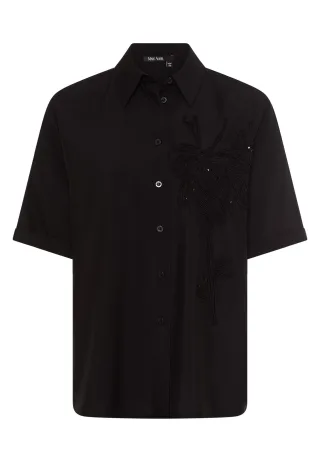 Marc Aurel - Kurzarmbluse mit Stickerei black - Gr. - 36