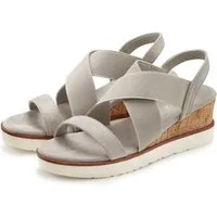 LASCANA Sommerschuh, offener Schuh, Sandale, Keilsandalette, Sandalette mit elastischen Riemchen VEGAN