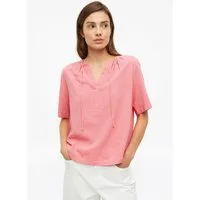 s.Oliver Kurzarmbluse Bluse Strukturierte Viskosemix-Bluse mit Raffung