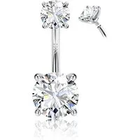 LuxusKollektion Bauchnabelpiercing Bauchnabelpiercing 14G 925 Silber Zirkonia Ring 6MM Sterlingsilber
