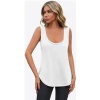 Imily Bela Tanktop Damen Loose ärmellos mit tiefem Rundhalsausschnitt Basic (Packung, 1-tlg., 1per-Pack) mit abgerundetem Saum in Unifarbe