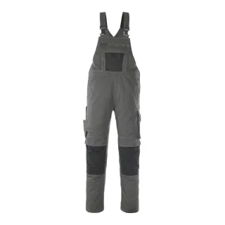 MASCOT Leipzig Latzhose mit Knietaschen UNIQUE Dunkelanthrazit / Schwarz 52 - 12069-203-1809-82C52