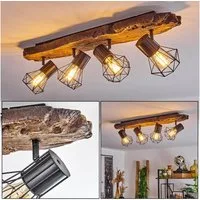 hofstein Deckenleuchte »Pomari« Deckenlampe aus Metall in Schwarz/Holzoptik, Spot m. verstellbaren Schirmen in Gitter-Optik m. Lichteffekt, E27