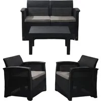 relaxdays Gartenlounge-Set 4-teiliges Gartenmöbel Set Rattan