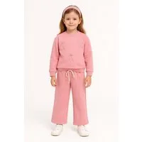 Lorey Medtec Freizeitanzug Mädchen Freizeitanzug, Hausanzug, Sweatanzug, 100% Baumwolle, Rosa (Pullover + Hose)