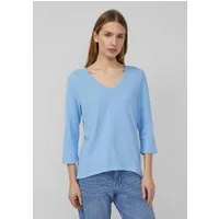 s.Oliver 3/4-Arm-Shirt T-Shirt Jersey-T-Shirt mit Flammgarnstruktur und gerundetem Saum