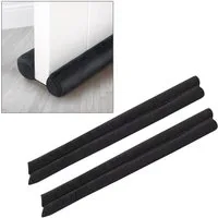 VOSSBACH Zugluftstopper Tür Windstopper Türdichtung Türisolierung Dichtung Isolierung, 2-tlg., Mikrofaser Schwarz mit Doppeldichtung
