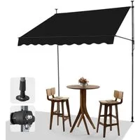 LALAHO Klemmmarkise Balkonmarkise 200/250/300cm Gelenkarm Markise Sonnenmarkise mit Handkurbel höhenverstellbar,Sonnenschutz UV-beständig wasserdicht