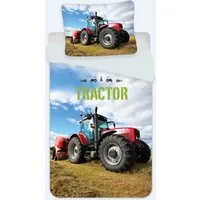 BrandMac Bettwäsche Roter Traktor - Bettwäsche-Set, 135x200 & 80x80, Trecker mit Hänger, Baumwolle, 100% Baumwolle