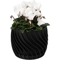 Shapes - Decorations Blumentopf The Plant Pot - Blumentopf mit integriertem Unterteller (Einzelmodell, 1 x Blumentopf mit integriertem Untersetzer), Spiraloptik