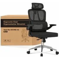 FLEXISPOT Bürostuhl Ergonomischer Schreibtischstuhl (mit 2D-Kopfstütze, Klappbare Armlehnen & Dynamische Lendenstütze), Stuhl mit 120° Wippfunktion für Homeoffice, Arbeitszimmer, Büro