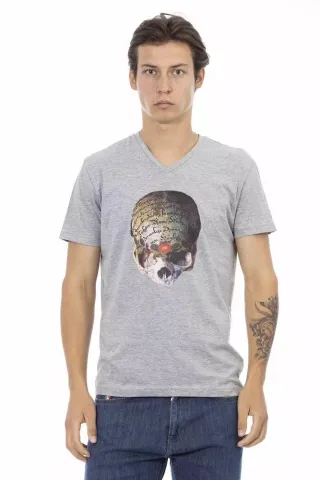 Skull-Grafik V-Ausschnitt T-Shirt
