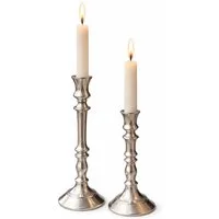 Mojawo Laterne 2er Set Tischkerzenständer Kerzenleuchter Metall Silber H21/31cm
