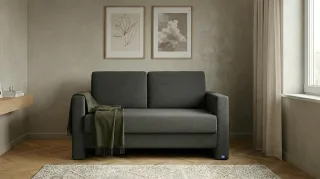 BRUNO Schlafsofa 120cm in Anthrazit | Schmal | stabiles Massivholz & Boxspringkomfort