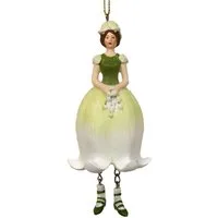 ROSEMARIE SCHULZ Heidelberg Dekofigur Blumenmädchen Figur Maiglöckchen Dekohänger Kunstbume Deko Aufhänger, Handbemalte Figur aus Polyresin