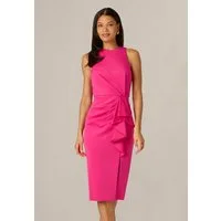 Adrianna Papell Midikleid Halter Ruffle Midi Dress Maßgeschneiderte, moderne Etuikleid-Silhouette