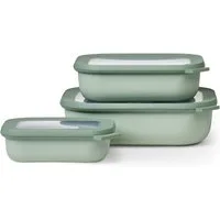 Mepal Aufbewahrungsschüssel CIRQULA, 3-teiliges Set, Grün, mit Deckel, Polypropylen, Spülmaschinenfest, Gefrierfachgeeignet, 2000 ml, 1000 ml, 500 ml