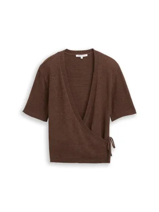 Denim Tom Tailor - Relaxed Fit Wrap Cardigan cool dark brown - Gr. - XS