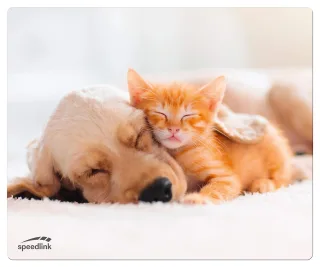 Speedlink SILK Mousepad - Mauspad mit Motiv weiche Textiloberfläche antistatisch 23 x 19 x 02 cm PC Maus Unterlage klein mit Hund und Katze Tiere