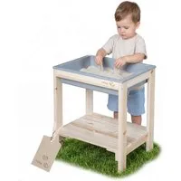 roba® Spieltisch Tiny - Garten Spielzeug mit Wanne, aus natürlichem Massivholz - Sand- & Matschtisch für Draußen