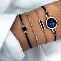 KARMA Armband Set 4tlg. Damen Armband Gold Schwarz Metall Damenarmbänder (Armbandset, 4-tlg., Damenschmuckset), Damenschmuck modern
