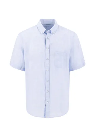 Fynch Hatton - Kurzarmhemd aus Leinen blau - Gr. - XL