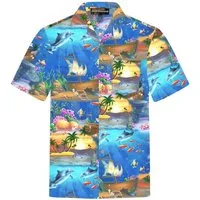 Hawaiihemdshop.de Hawaiihemd Hawaii Hemd Herren Baumwolle Kurzarm Hawaiihemd mit Papageien