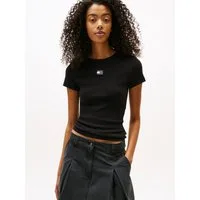 Tommy Jeans Kurzarmshirt TJW SLIM BADGE RIB TEE mit gerippter Struktur