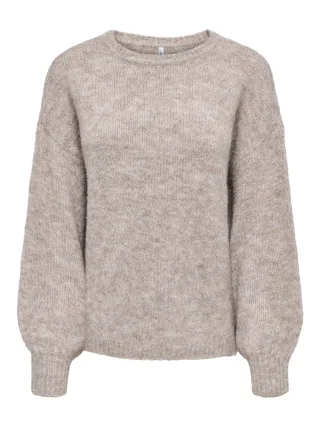 ONLY - ONLNELLIE LS O-NECK KNT NOOS Mocha Meringue - Gr. - S