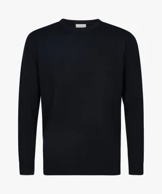 Profuomo - Marineblauer Wollmix Rundhals navy - Gr. - XL
