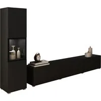 Home affaire Wohnwand BERLIN I, Vitrine Türschlag links/rechts wechselbar, (Komplett-Set, 2-St), moderne grifflose Mediawand Breite 220 cm, Vitrine mit Verglasung