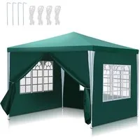 Clanmacy Pavillonseitenteil Pavillon Partyzelt mit 3 Seitenteilen, wasserdicht, 3x3m