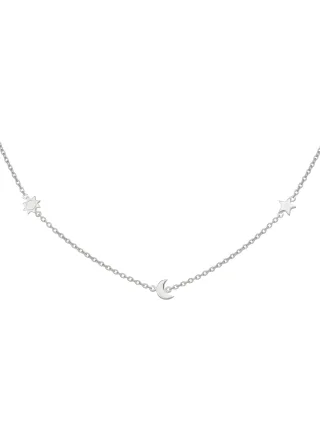 cai Collier 925 Sterling Silber rhodiniert Sonne - Mond - Stern