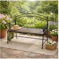 HTI-Living Gartenbank Metall mit Mosaik Sitzfläche Vintage Stil für Terrasse (1 Stück, 1 Gartenbank ohne Dekoration)