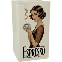 speecheese Aufbewahrungsdose Vintage Frau trinkt Espresso KaffeeDose 900ml im Art Deco Stil