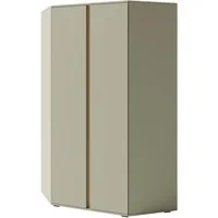 Beautysofa Eckschrank LICO 2-türig – Kleiderschrank mit 8 Regalböden, 2 Kleiderstangen (wählbar in Sandbeige oder Eukalyptus) Höhe: 195 cm