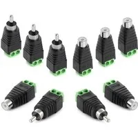 Poppstar RCA Cinch Stecker Adapter Set (5x RCA Stecker / 5x RCA Buchse) Audio-Adapter zu RCA, DC Cinch-Anschluss für Audio-, Videokabel, CCTV-Kam