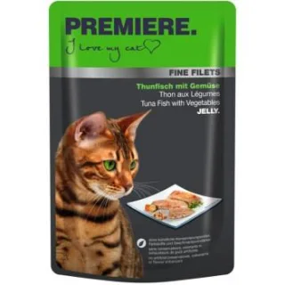 PREMIERE Fine Filets Nassfutter Katze Adult Jelly Thunfisch mit Gemüse 48x100 g