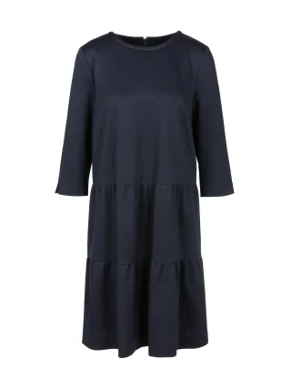Marc Cain Essentials - Jerseykleid mit Stufenvolants midnight blue - Gr. - 36