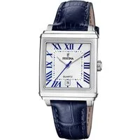 Festina Quarzuhr Festina Damenuhr Leder blau Festina, (Analoguhr), Damen Armbanduhr eckig, rechteckig, Lederarmband blau, Fashion