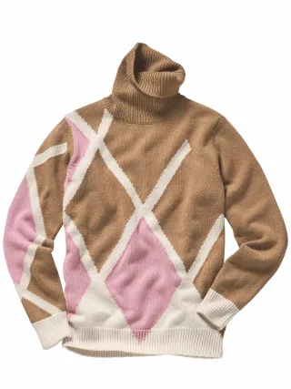 Mey & Edlich Herren Waffeleis-Rollkragen Beige 50 % Baumwolle, 40 % Wolle, 10 % Polyamid