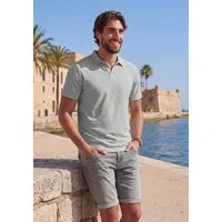 Beachtime Poloshirt, sommerliches T-Shirt mit modischen Blätter-Design neue Strukturqualität im Blätter-Design