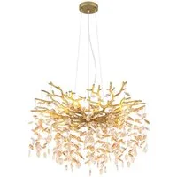 GLOBO LIGHTING LED Kronleuchter mit Kristall 2-farbig Ø 80cm, Dimmfunktion, LED wechselbar, Warmweiß, ausgefallene Pendelleuchte groß für Esstisch, Esszimmer-Lampe hängend