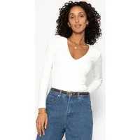SASSYCLASSY Body Langarm Body mit V-Ausschnitt für Damen