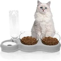 OSTWOLKE Futternapf Katzennapf 15° Kippbare Fressnapf 3 in 1 Katzen Napfset Futterstation, Kunststoff, für Katzen und Kleine Hunde