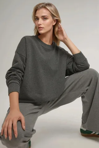 Übergroßer Rundhals-Basic-Sweatshirt