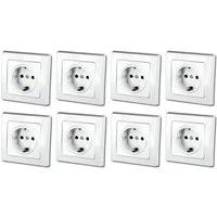 ChiliTec Unterputz-Steckdose DELPHI 8er Set Schuko-Steckdosen weiß 250V~/ 16A