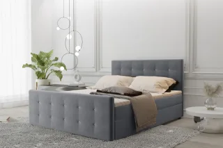 Boxspringbett Schlafzimmerbett MAURO 160x220cm Stoff Soro Dunkelgrau inkl.Bet...